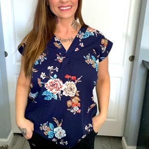 Blue flowery blouse!